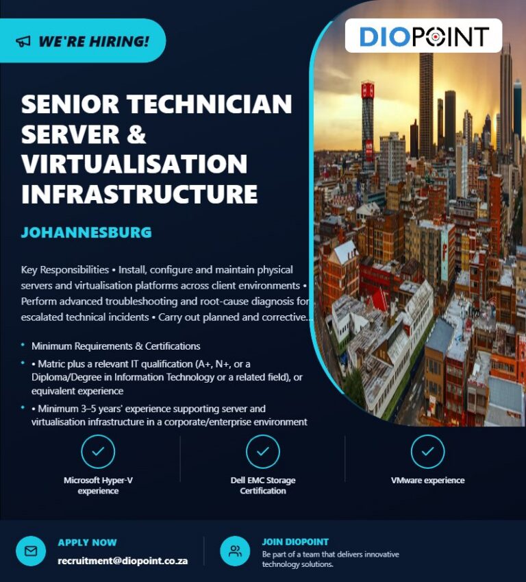 Senior Technician Server & Virtualisation Infrastructure poster